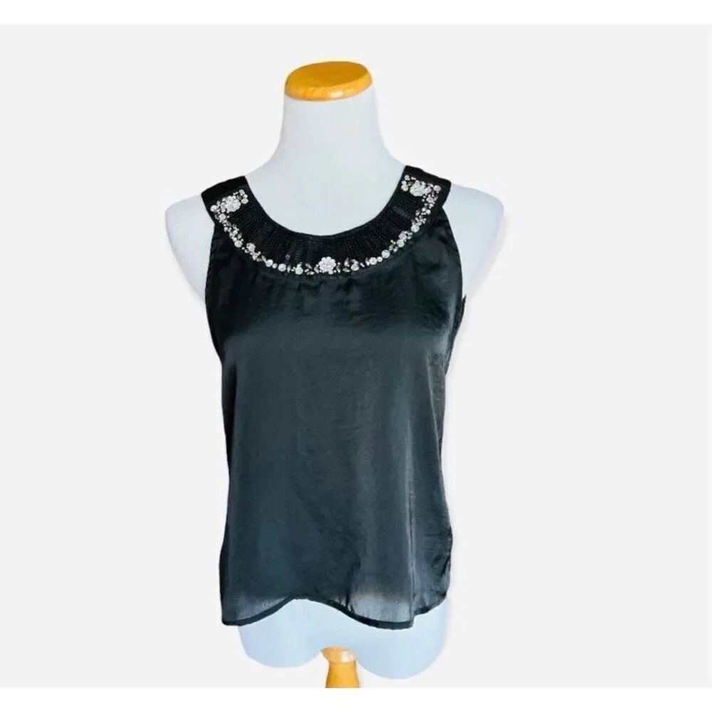 Womens Charlotte Russe Sequin & Rhinestone Embellished Sleeveless Flowy Top - M